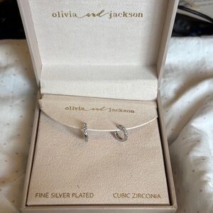 Olivia and Jackson Silver Plated Cubic Zirconia Huggie Hoop Earrings